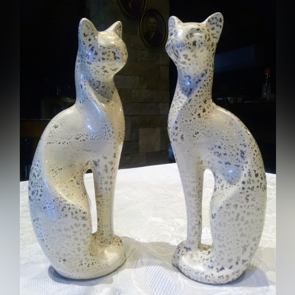 2 semese cats vintage collectible ceramic signed - Picture 4 of 11